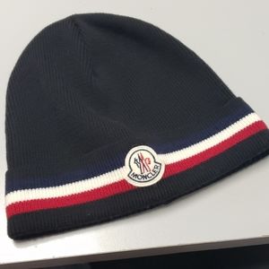 MONCLER Striped Wool Beanie - 100% Virgin Wool